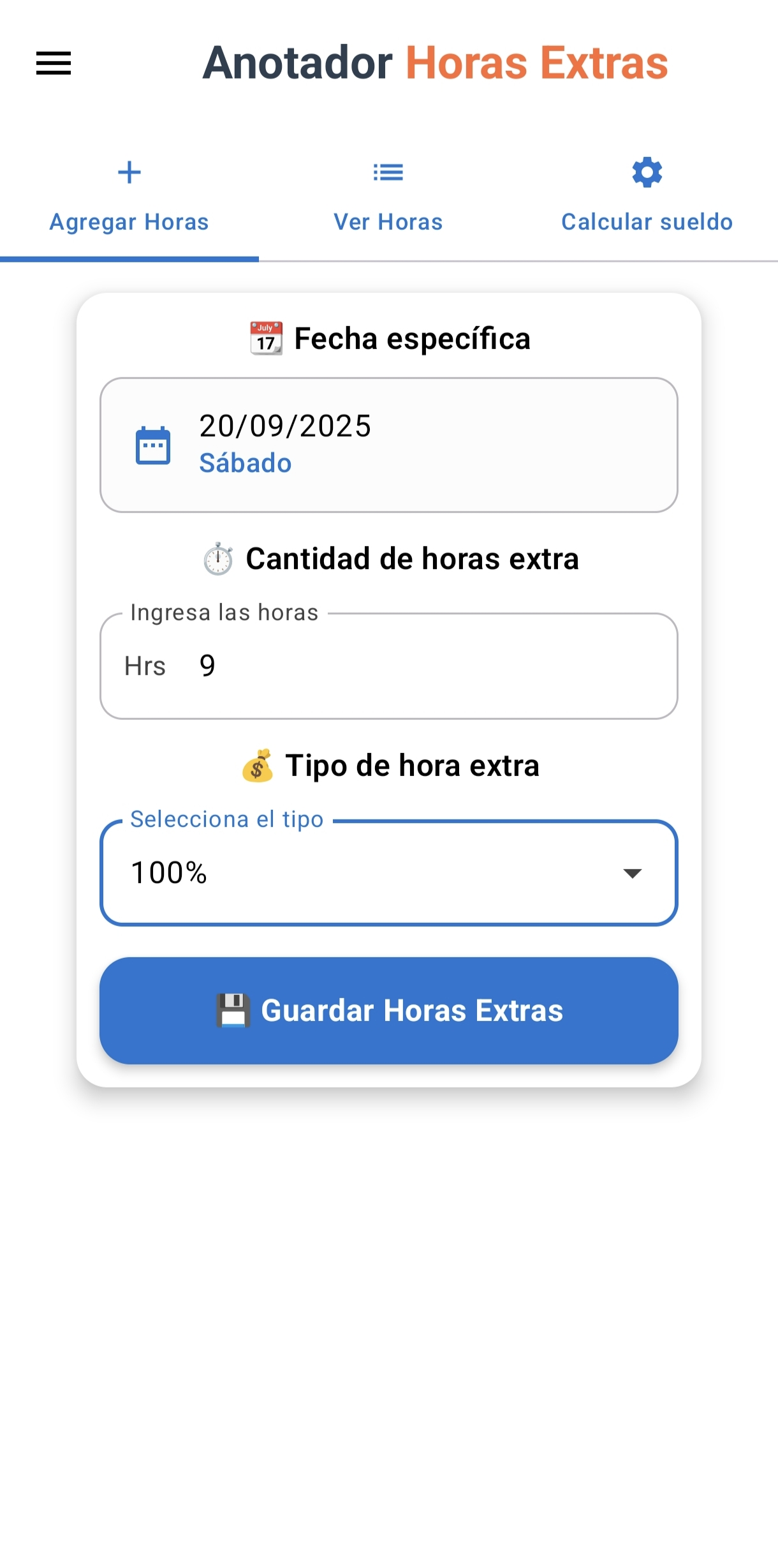 Anotador Horas Extras